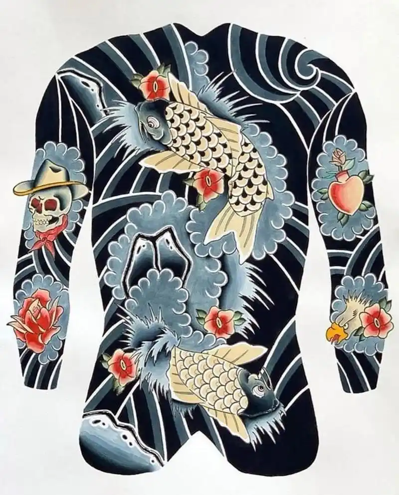 满背纹身素材分享|杭州纹身|老传统纹身 日式传统纹身 老传统,经典中