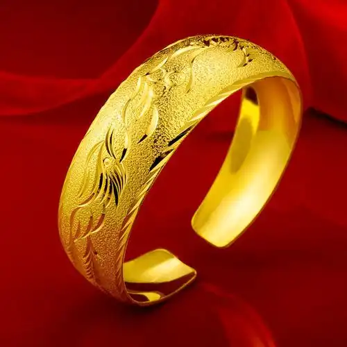 饰品/流行首饰/时尚饰品 手镯 正品真金手镯女款宽满天星镯子结婚送礼