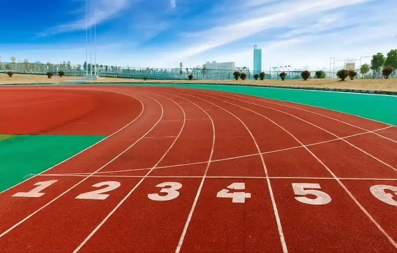 塑胶跑道又称全天候田径运动跑道,它由聚氨酯预聚体,混合聚醚,废轮胎