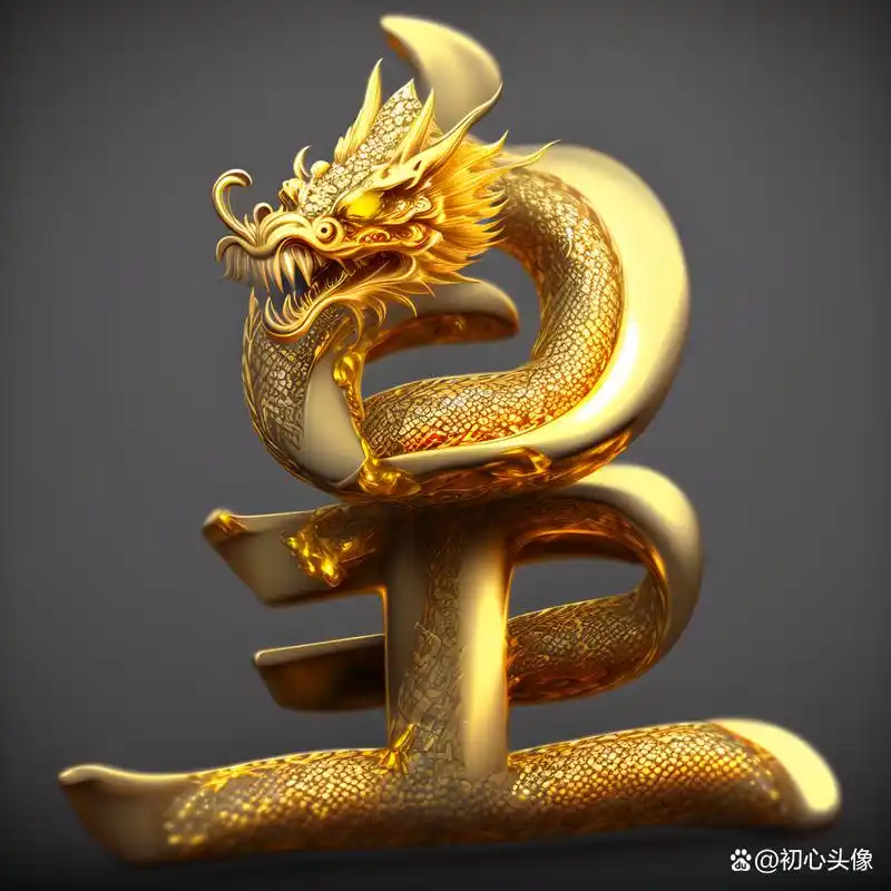 ai姓氏头像,立体龙黄金色