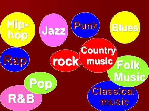 hiphop jazz punk blues rap pop r&b country rock music folk music