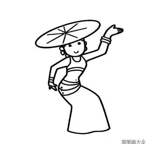 傣族姑娘简笔画傣族服饰简笔画 少数民族藏族民族服饰简笔画内容傣族