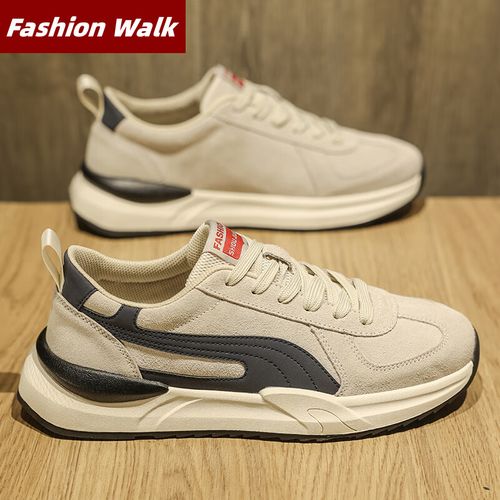 漫步(fashion)男鞋夏季新款潮流百搭休闲运动鞋透气阿甘鞋子男 米色