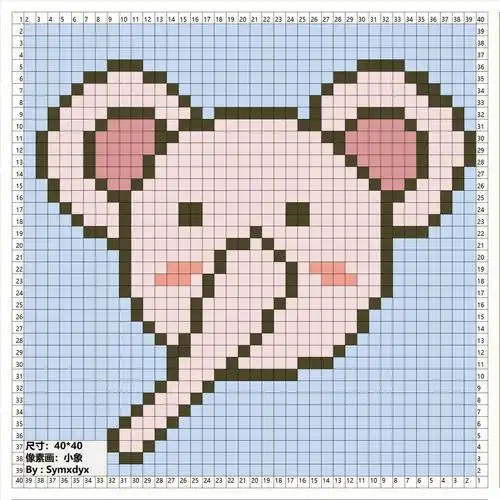 格子画  #刺绣  #拼豆  #钩织 #头像  #大象