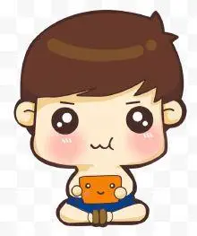 吃饼干的卡通男孩