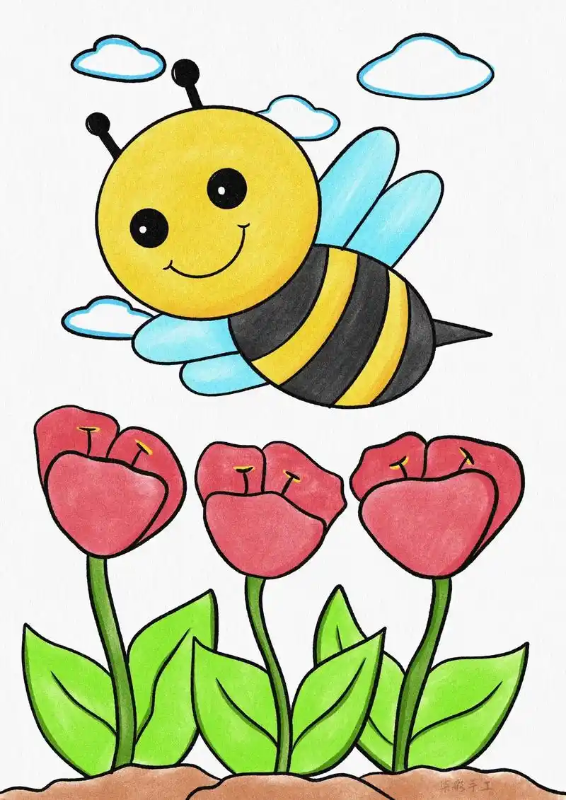 春日小场景儿童简笔画,小朋友学习画画最合适了有线 - 抖音