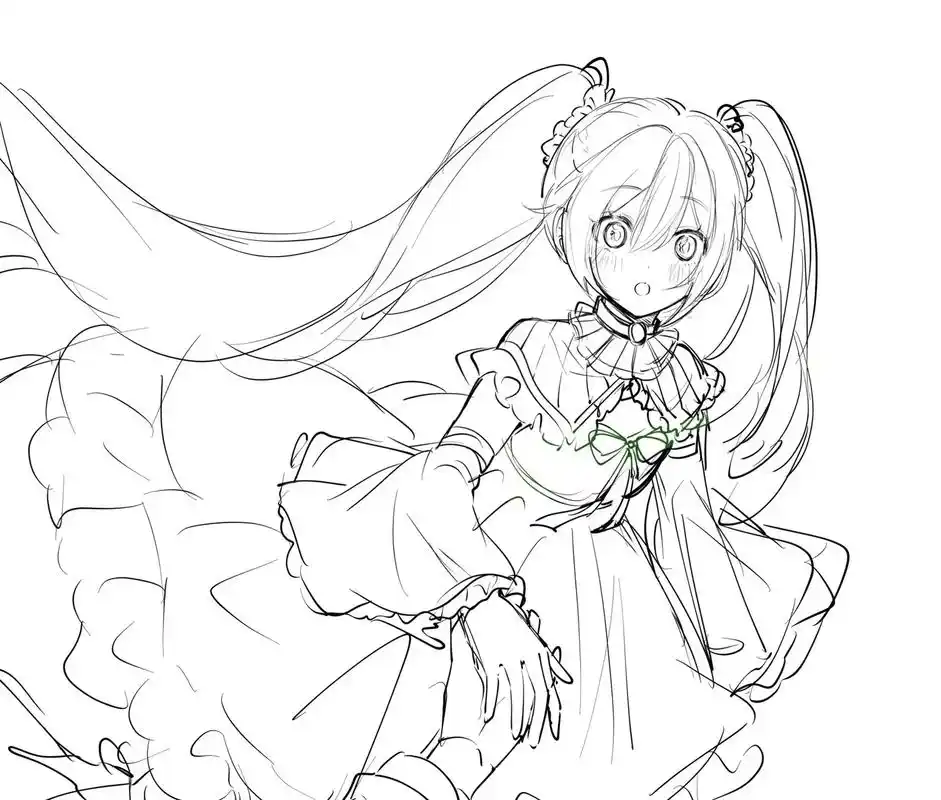 绘画 #初音未来 把很久很久以前给葱葱设计的衣服套上了