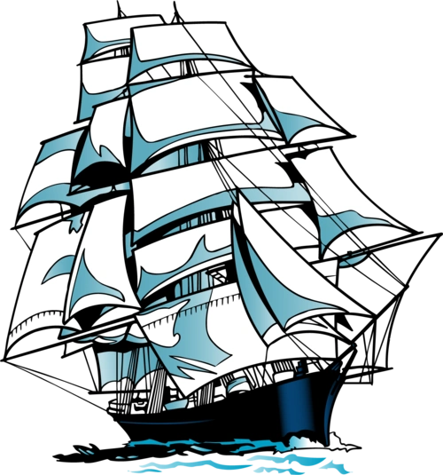 帆船可爱卡通手绘儿童水墨ppt小报设计插画设计素材