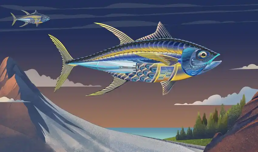 黄鳍金枪鱼·峡湾·别有洞天|插画|艺术插画|元首jj - 原创作品