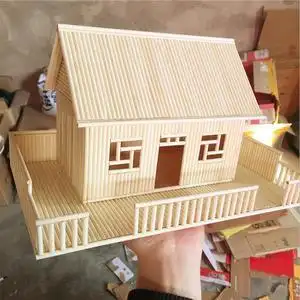 圆竹签手工制作diy房子模型一次性筷子工艺品小院子摆件特色手工