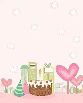 矢量卡通手绘涂鸦心形庆祝蛋糕背景素材