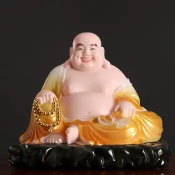 圆通礼品 弥勒佛像居家供奉笑佛大肚弥勒佛家用汉白玉石雕弥勒佛摆件
