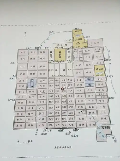 从图上看,小雁塔是唐朝长安城的中心.