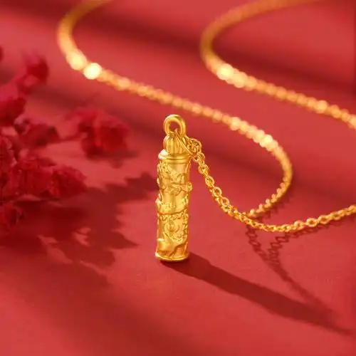 水贝黄金生肖龙挂坠轻奢高级感龙腾万里足金吊坠气质简约龙柱项链