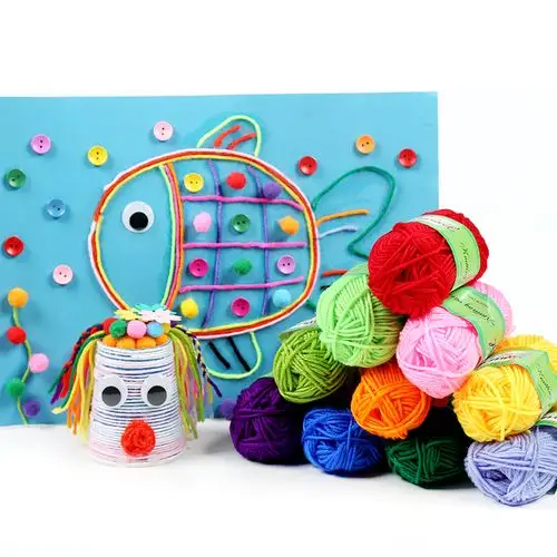 彩色粘贴材料手工益智幼儿园贴画制作编织diy毛线