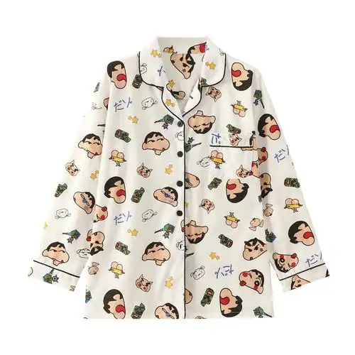 蜡笔小新睡衣男春秋款纯棉长袖卡通青少年大码男士秋季家居服套装