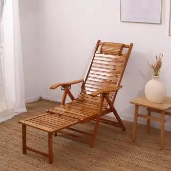躺椅折叠午休逍遥椅夏天午睡家用阳台休闲老人靠背椅楠竹凉椅长款加固