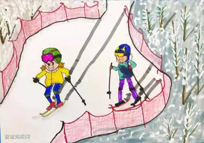 冰雪运动主题儿童绘画