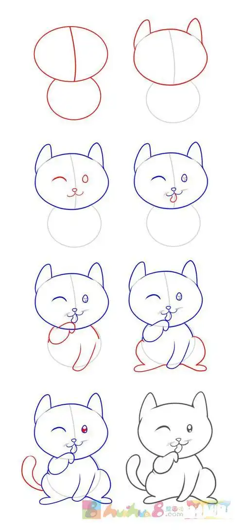 尾巴是翘起来幼儿小猫简笔画画法带步骤图小猫简笔画图片猫的侧面的简