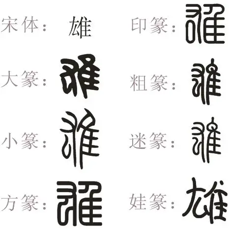 雄字的篆体怎么写