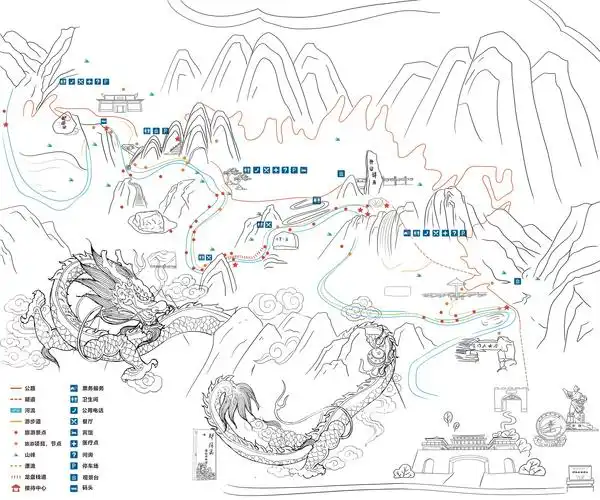 郑国渠风景区手绘导览图