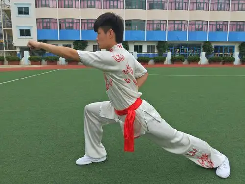 这节课是复习课,首先让我们一起来把武术的基本步型复习巩固一下.