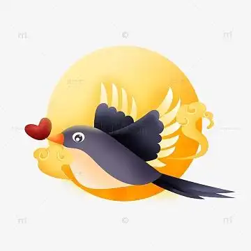 矢量手绘七夕月亮喜鹊爱心祥云装饰元素