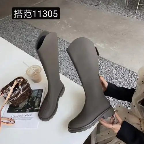 搭范女鞋骑士靴不过膝长靴女2021冬季高筒靴新款皮靴加绒长筒靴子