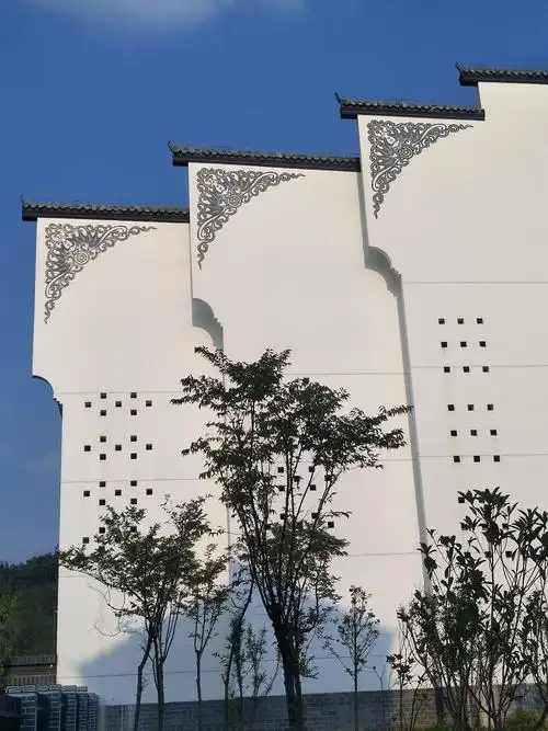 白族民居白族文化墙体彩绘山墙花纹制作