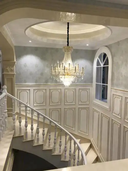 我们家别墅装好啦楼上楼下全用的领绣墙布