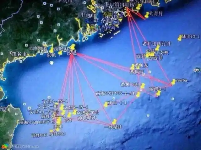 南海油井分布图