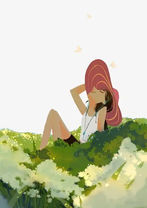 仰望天空png素材透明免抠图片卡通手绘