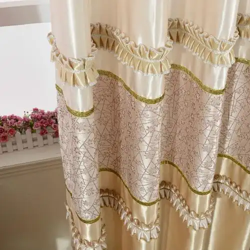 新款窗帘厂家直销 高档纺真丝提花面料半遮光卧室窗帘布批发