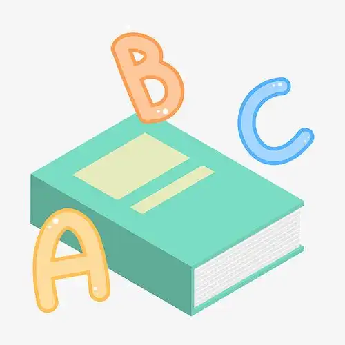 卡通英语书本和英文字母