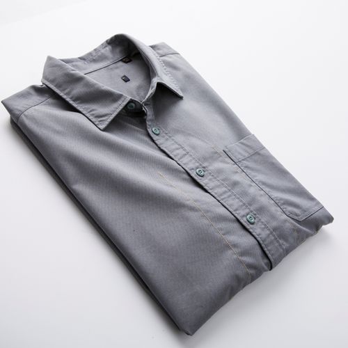 颜色清爽干净!青年斜纹工装口袋风休闲短袖衬衫冷色调显白短衬男