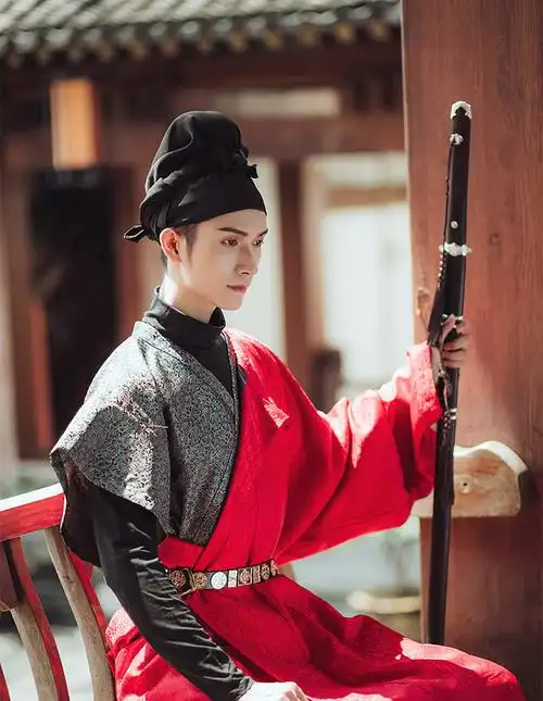 君陈原创设计传统汉服唐半臂圆领袍内搭挺括汉服男装肩吾逸淘宝网