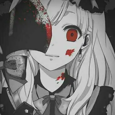 丧系黑化动漫女头带血红色 - 高清头像 - 潮人个性网