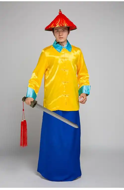 清朝御前护卫服官兵太监黄马褂演出表演服清朝侍卫服士兵古装批发