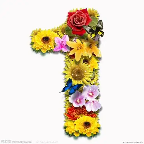 psd花朵合成数字1