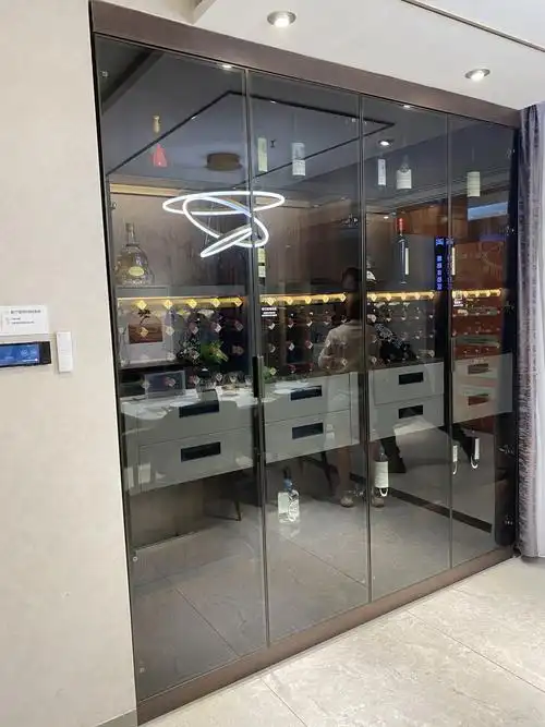 铝框钢化钢化玻璃玻璃门定制极窄铝合金边框书柜酒柜门扇