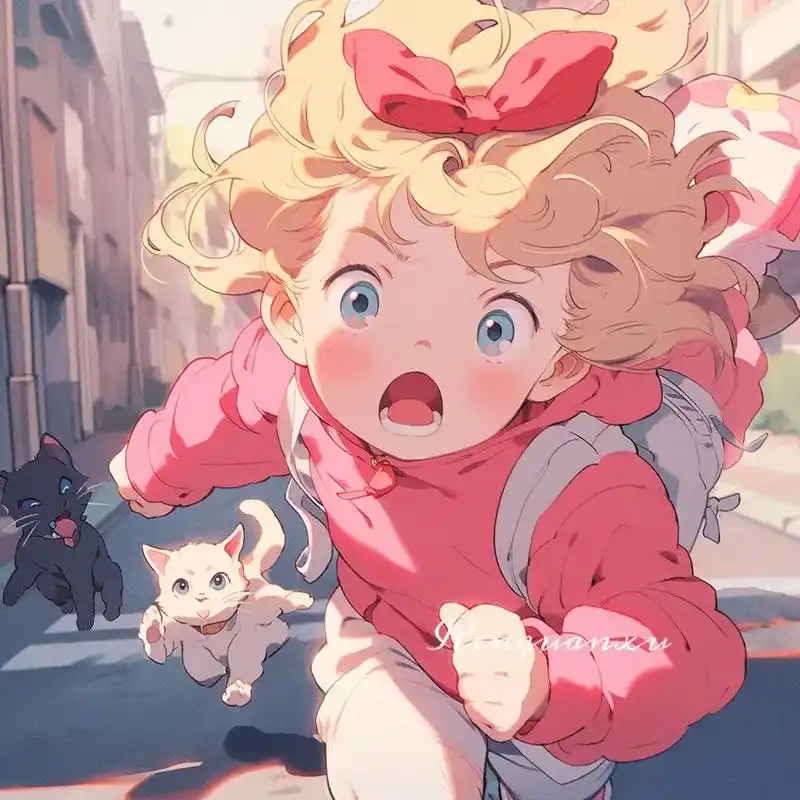 奔跑的小女孩  可爱女生动漫头像.哈哈哈,这种风格有人喜欢吗 - 抖音