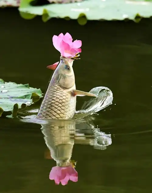 成都工业学院九州湖鱼吃荷花第四拍