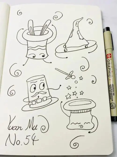 54100简笔画魔法帽