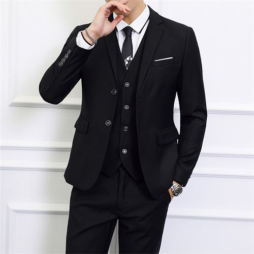 男士商务休闲时尚西装套装青年修身大码伴郎新郎结婚西服三件套男