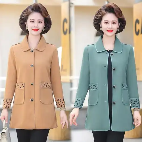 中老年女装秋装风衣外套中长款2023新款洋气春秋装妈妈装大码上衣