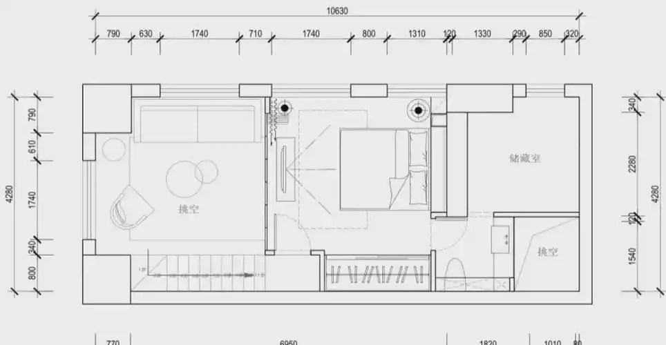 一层平面图▲ 今天齐家云云分享的本案例为loft结构,单层使用面积