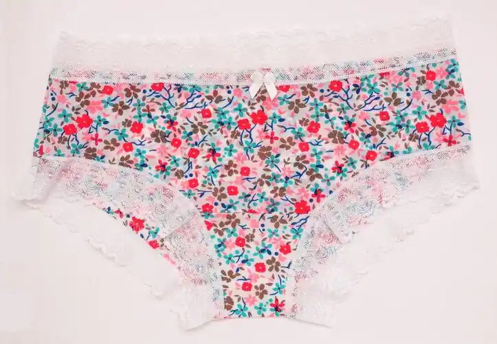 红绿花朵花色小碎花蕾丝边冰丝牛奶丝内裤女低腰三角c237