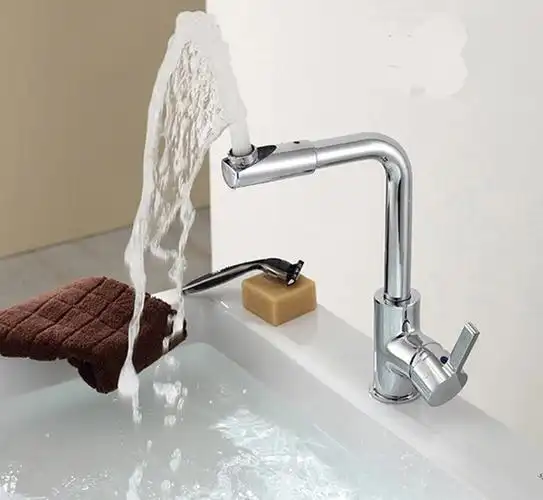 【厨房水龙头】直销360度旋转上喷脸盆厨房卫浴冷热单孔洗手盆面盆