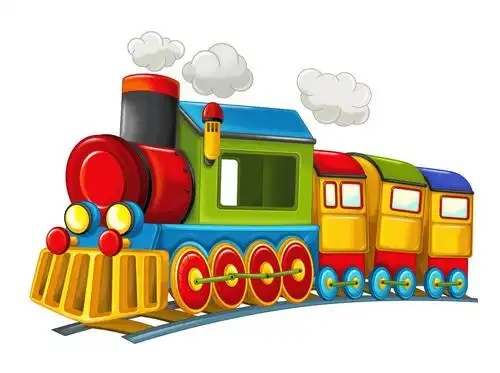 卡通,有趣,看,蒸汽,火车头,隔绝,插画,孩子