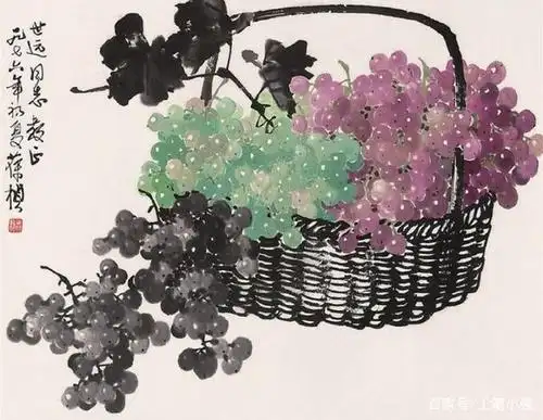 笔墨酣畅,奔放不失严谨,潇洒不悖法度.苏葆桢笔下的葡萄